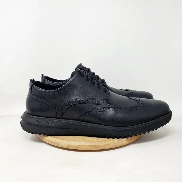 Cole Haan OriginalGrand Shoes Mens 11.5 Triple Black Wingtip Oxford Sneaker - Picture 7 of 14